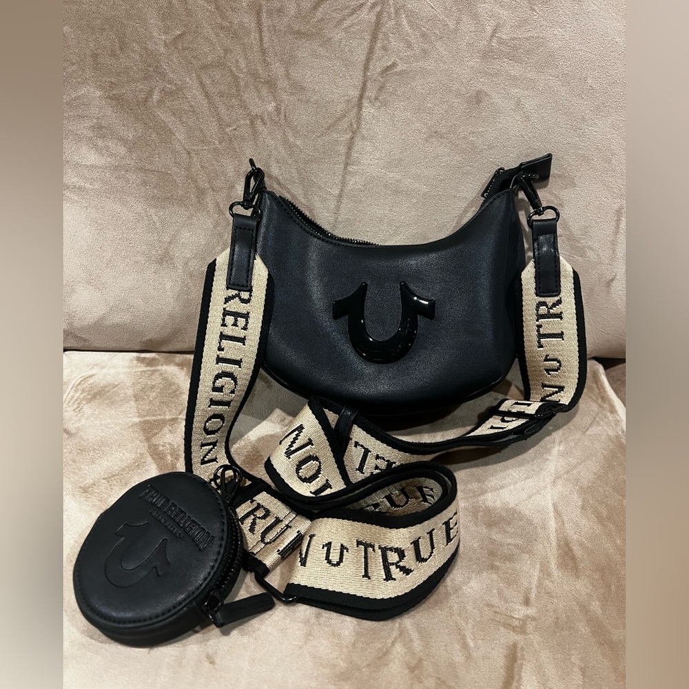 True Religion Logo Strap Hobo Crossbody Bag - Picture 4 of 7